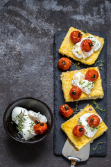 polenta with baked tomatoes and cream cheese