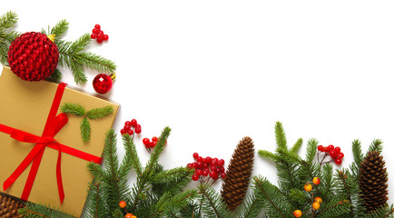 Christmas composition on white background.