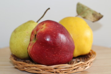 Tasty and juicy apple, pear and quince