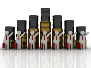 3d illustration oil barrel with business network 