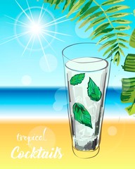 Tropical cocktail. Summer holidays illustration.