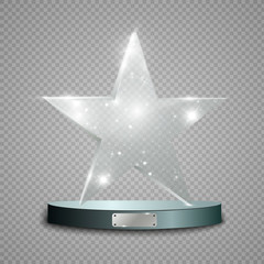 Glass Trophy Award.Star. Vector illustration