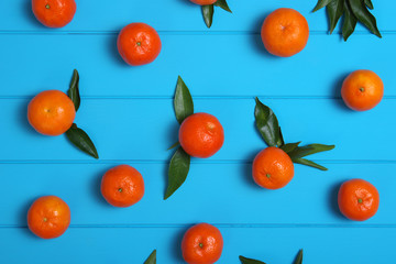 tangerines with green leaves