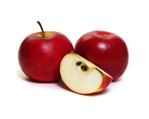 Apple with slice on a white background