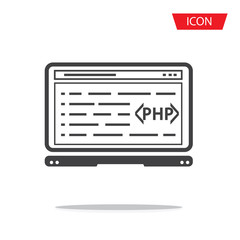 PHP Coding, Programming Isolated Vector Icon on white background.