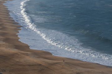 Morning view from Sitio, upper part of Nazare city, Portugal.