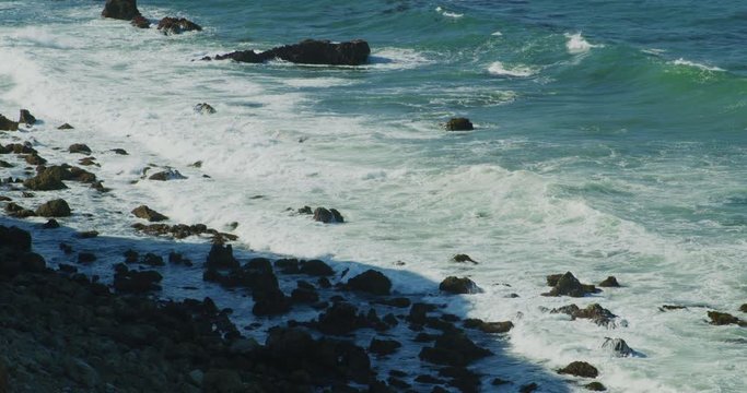Slow motion of waves and Pacific Ocean from Point Vincente Lighthouse at Rancho Palos Verdes, California