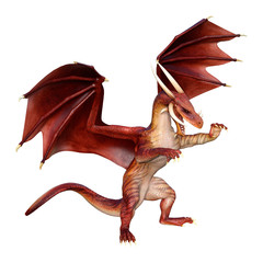 3D Rendering Fairy Tale Dragon on White