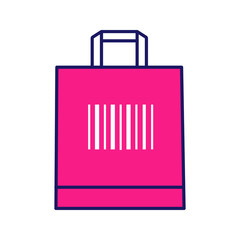 Shopping bag with barcode color icon