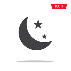 Moon vector icon isolated on white background.