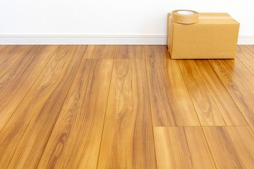 新築住宅の部屋とダンボール箱