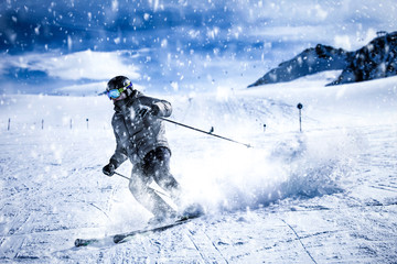 Winter time in Alps and snow decoration. 