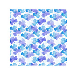 Blue watercolor clover seamless pattern