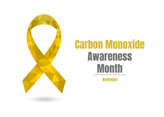 Carbon Monoxide Awareness Month (November) concept with yellow ribbon. Colorful vector illustration for web and printing.