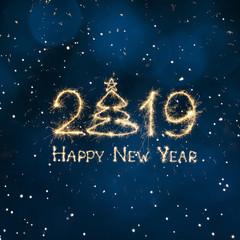 Square holiday web banner Happy New Year 2019
