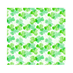 Green watercolor clover seamless pattern