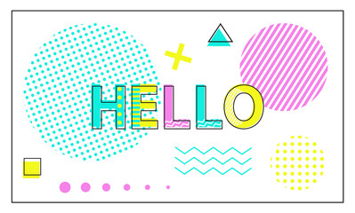 Hello Banner with Geometrical Figures and Lines