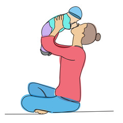 Mom plays with the baby