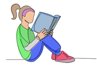 the girl is reading a book