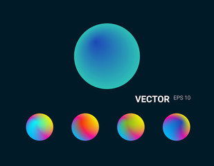 Abstract blurred gradient mesh background. Colorful smooth. Set of circles