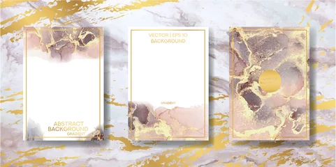 Gordijnen   wedding invitation. a great celebration of lovers. texture of liquid marble and gold. print for leaflets, banners, flyers, business cards, cards. trend vector © chikovnaya