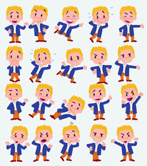 Cartoon character businessman in casual style. Set with different postures, attitudes and poses, doing different activities in isolated vector illustrations.
