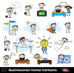 Cartoon Professional Businessman in various actions