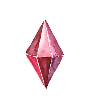 Watercolor ruby gemstone