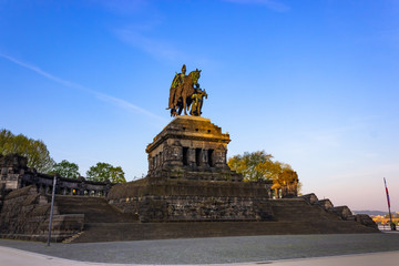 Fototapeta na wymiar Monument of Kaiser Wilhelm I (Emperor William) for the unification of Germany, Deutsches Eck (German Corner) in Koblenz, Germany