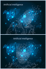 Artificial Intelligence Network and Map Vector