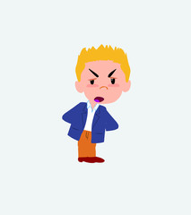 Businessman in casual style is slightly angry.