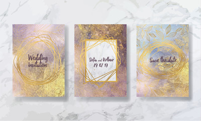 Fototapeta na wymiar wedding invitation. a great celebration of lovers. texture of liquid marble and gold. print for leaflets, banners, flyers, business cards, cards. trend vector