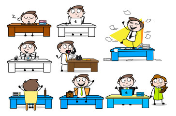 Collection Of Various Office Table Cartoon Professional Businessman
