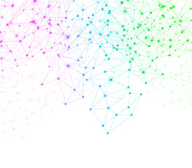 White global communication background with abstract colorful network.