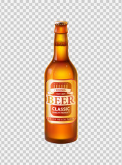 Craft Beer in Bottle with Cap Realistic 3D Vector