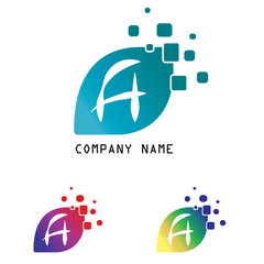 Set of letter A Logo design isolated on white background.