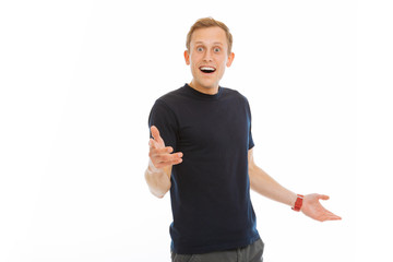 Joyful pleasant man being happy to see you