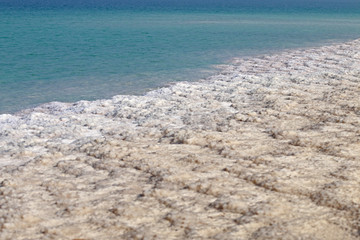 Fototapeta na wymiar sea is dead, salt is coast