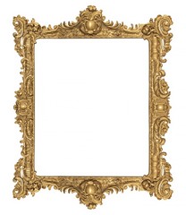 Golden frame for paintings, mirrors or photo isolated on white background