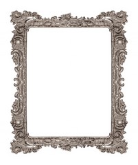 Silver frame for paintings, mirrors or photo isolated on white background
