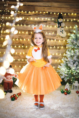 dancing fox girl in christmas home