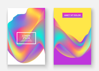 Fluid shapes. Wavy liquid background. Bright abstract backdrop concept. Trendy gradient waves design set template vector Poster Layout Magazine Flyer Banner Brochure Cover