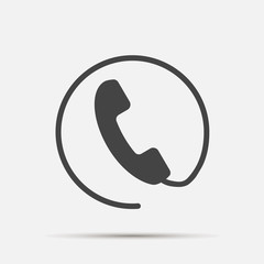 Phone vector icon on flat style. Handset with shadow. Easy editing of illustration.