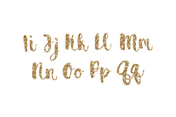 
Alphabet Numerals Gold Sparkling Glitter Confetti. holiday symbols. vector
