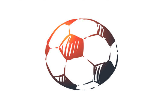 Soccer, ball, football, game, sport concept. Hand drawn isolated vector.
