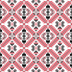 Hungarian pixel pattern for cross-stitch. Vector seamless background.