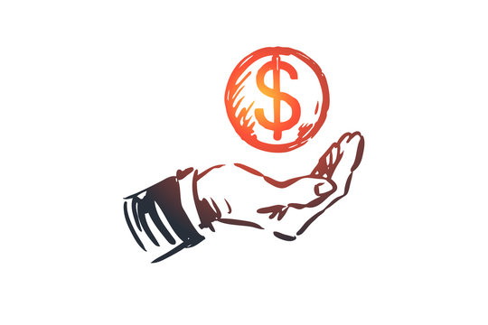 Saving, money, finance, hand, investment concept. Hand drawn isolated vector.