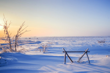 a ravine covered by ice, after freezing rain