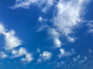 beautiful, unusual clouds in the afternoon against the blue sky