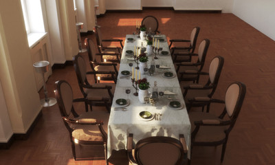 restaurant, interior visualization, 3D illustration